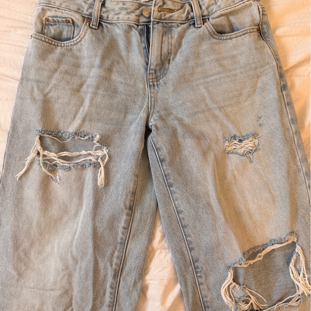 PacSun Women’s Light Blue Distressed Wide Leg Jeans